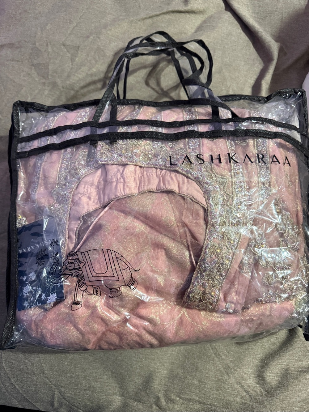 Lashkaraa Embroidered Peach Anarkali with palazzo pants - Picture 6 of 6
